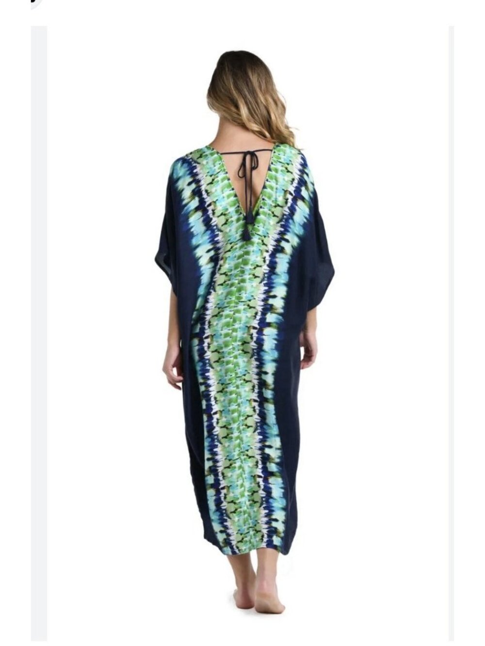 La Blanca Seas Print Midi Caftan Dress Swim Cover up Size L/XL NEW W/TAGS - Picture 2 of 6